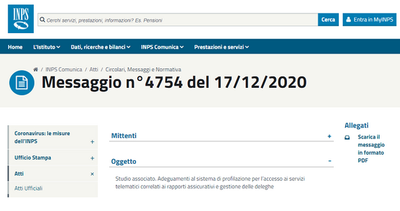 Delega INPS studi associati: il censimento e le istruzioni per la gestione
