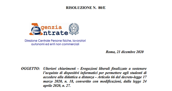 Didattica a distanza, donazioni di pc e tablet: ok alla detrazione del DL Cura Italia e non solo