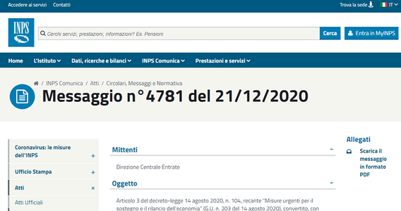 Cassa integrazione, per l'esonero contributivo INPS Uniemens entro il 31 gennaio 2021