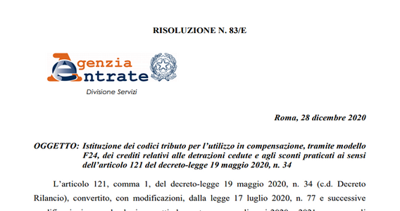 Superbonus e bonus casa: codici tributo F24 e istruzioni compensazione del credito