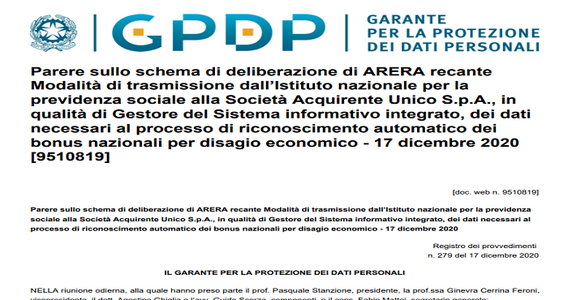 Bonus sociale bollette 2021, il Garante della Privacy blocca lo sconto automatico