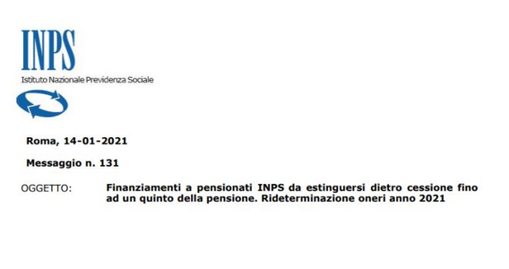 Cessione del quinto delle pensioni: gli oneri aggiornati per il 2021