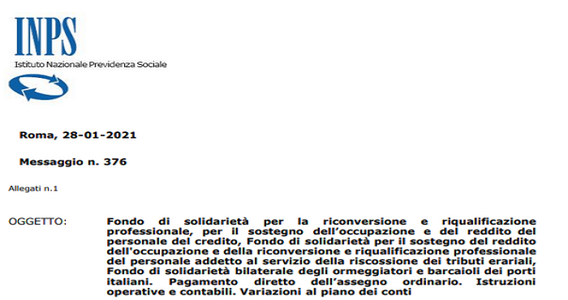 CIG, pagamento diretto assegno ordinario: istruzioni INPS per i Fondi di solidarietà