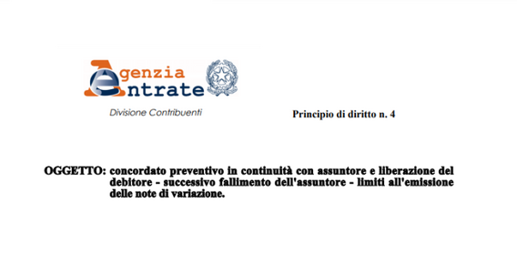 Nota di variazione IVA, quando è consentita l'emissione nel concordato preventivo?