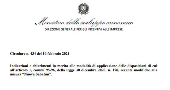 Nuova Sabatini 2021, dal MISE la circolare con le novità sull'erogazione
