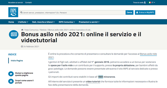 Domanda bonus asilo nido 2021: aperta la procedura online