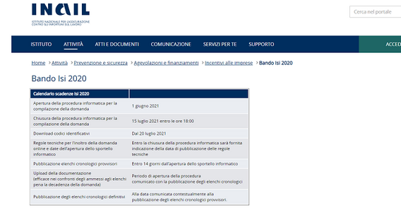 Domanda bando ISI INAIL 2020: in arrivo la prima scadenza per l'accesso ai finanziamenti