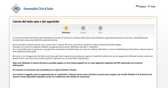 Calcolo online per il bollo auto