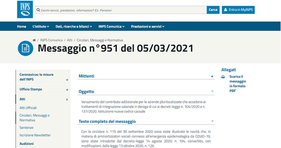 Contributo CIG in deroga, INPS: nuovo codice causale per le aziende plurilocalizzate