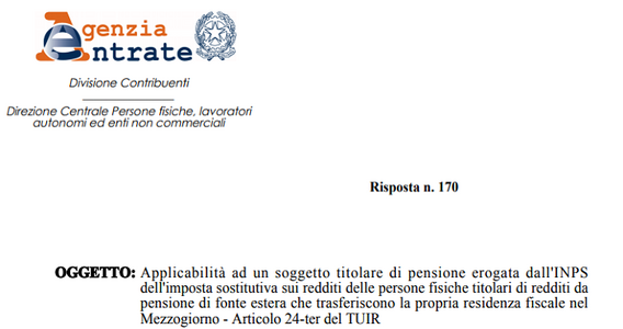 Pensione INPS, niente flat tax del 7 per cento per chi torna in Italia