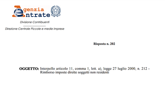 Rimborso imposte dirette, la richiesta dei soggetti non residenti segue il domicilio fiscale