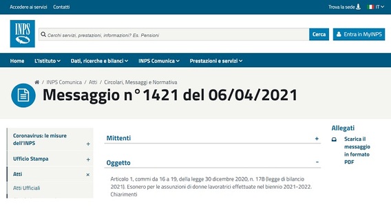 Bonus donne 2021, chiarimenti INPS su contratti incentivati e verifica dei requisiti