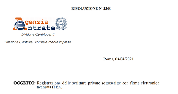 Registrazione atti con firma elettronica avanzata: regole generali, attenzione particolare