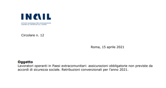 Lavoratori extra UE, INAIL: assicurazioni e retribuzioni 2021