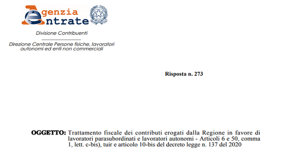 Bonus Covid dalle regioni, tassazione per collaboratori e lavoratori a progetto
