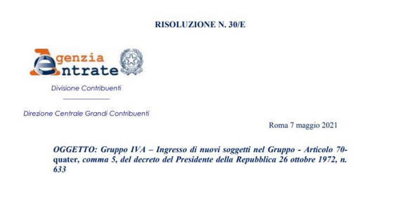 Gruppo IVA, i chiarimenti delle Entrate sull'ingresso di una società già esistente