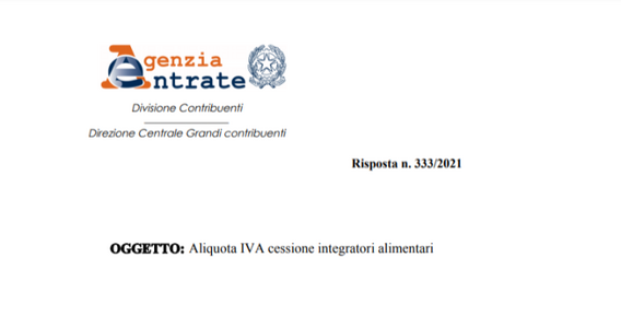 IVA integratori alimentari, aliquota al 10 per cento solo con l'ok dell'ADM