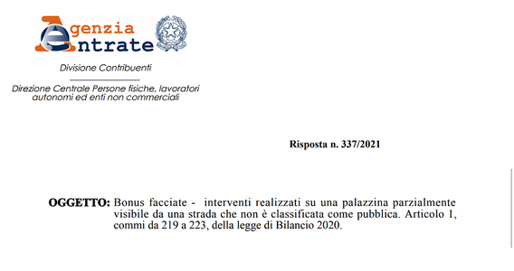 Bonus facciate 2021, detrazione anche per l'edificio su strada privata ad uso pubblico
