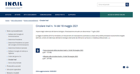 Infortunio sul lavoro, aggiornato l'importo dell'indennizzo per danno biologico