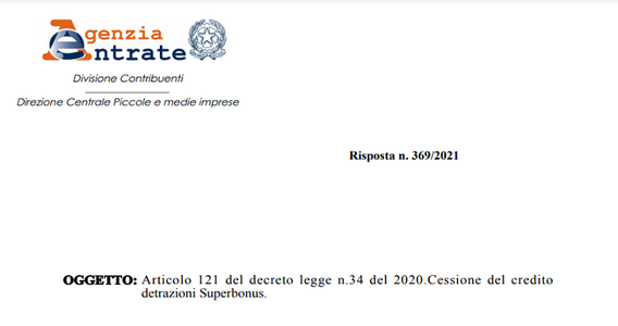 Superbonus, cessione del credito esente da IVA: i chiarimenti dell'Agenzia delle Entrate