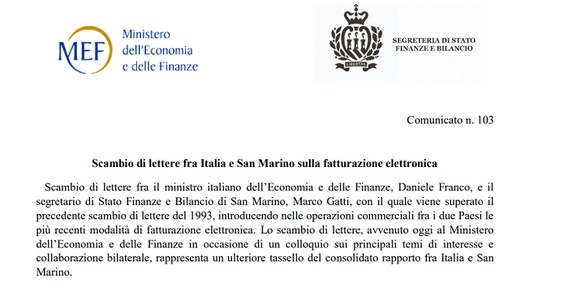 Fattura elettronica, prove di rapporti con l'estero: si parte da San Marino