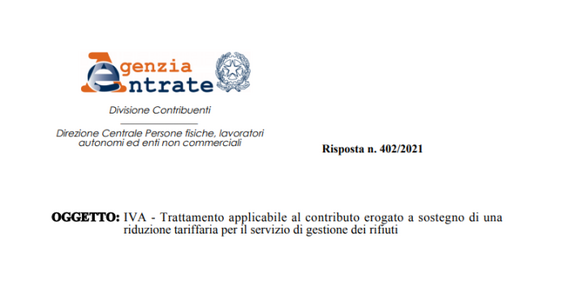Split payment IVA: l'imposta si applica al contributo per la riduzione della TARI