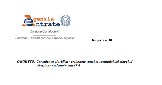 Voucher viaggi d'istruzione, le indicazioni IVA per le attività cancellate a causa del Covid