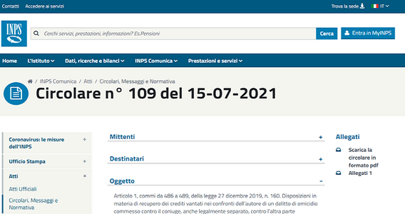 Crediti INPS in caso di omicidio del partner: nessun recupero nei confronti dei figli