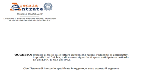 Bollo fatture elettroniche nel caso di spese anticipate