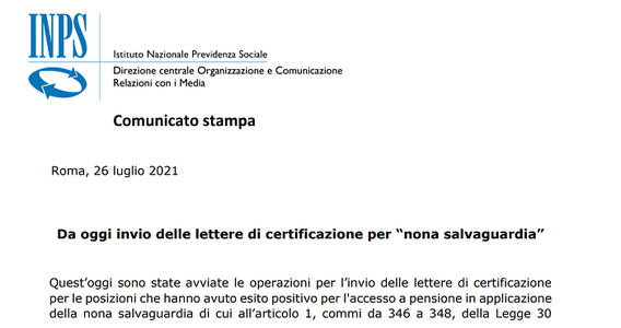 Nona salvaguardia: in arrivo lettere di certificazione INPS per chi può accedere alla pensione