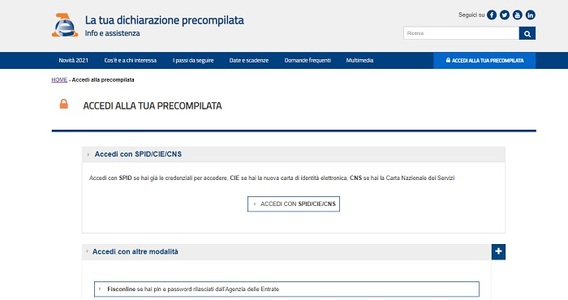 Modello 730/2021 precompilato e credenziali Fisconline smarrite: accesso solo con SPID, CNS, CIE