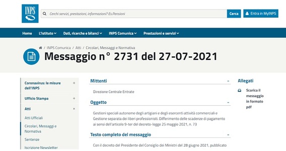 Contributi INPS artigiani, commercianti e professionisti inclusi nella proroga al 15 settembre 2021