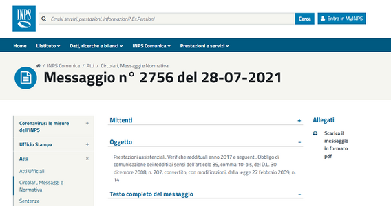 Pensioni di invalidità e assegno sociale, INPS: sospensione in arrivo in assenza di dati sul reddito