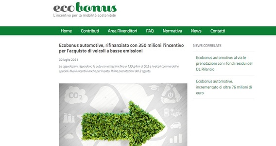Ecobonus auto 2021: prenotazioni dal 2 agosto per i veicoli a basse emissioni di Co2