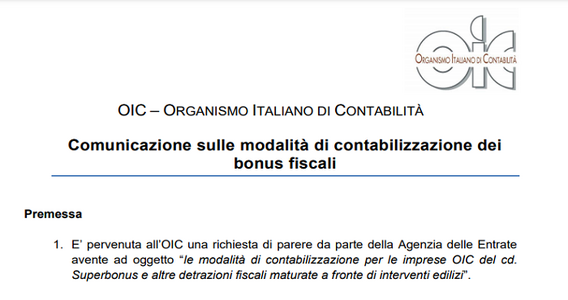 Superbonus e bonus casa, dall'OIC le regole su come contabilizzare le detrazioni