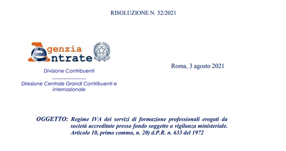 Esenzione IVA per la formazione professionale svolta sotto l'occhio vigile dell'ANPAL