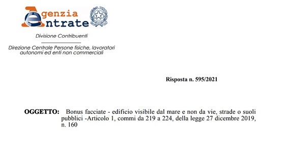 Bonus facciate 2021, detrazione anche per gli edifici visibili solo dal mare