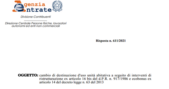 Bonus ristrutturazione, ecobonus e cambio destinazione d'uso: quando si perde la detrazione