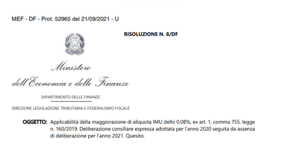 IMU 2021, senza deliberazione comunale si confermano le aliquote del 2020