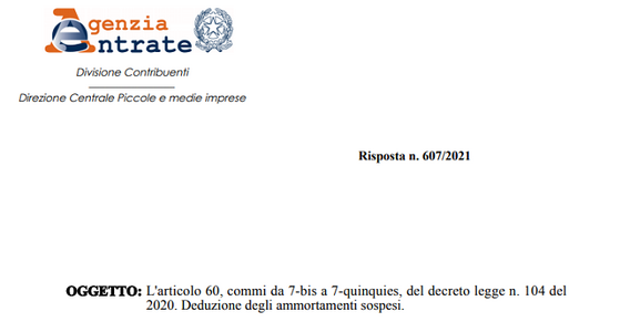 Deduzione facoltativa per gli ammortamenti sospesi: le istruzioni delle Entrate