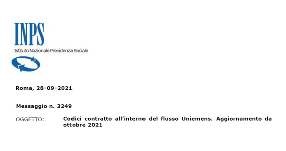 Flusso Uniemens: nuovi codici contratto da ottobre 2021