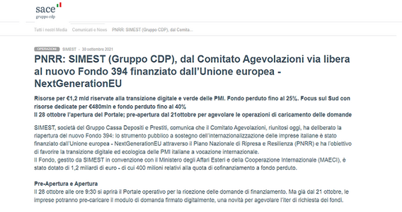 Finanziamenti agevolati PMI, domande dal 28 ottobre 2021 per accedere al Fondo 394