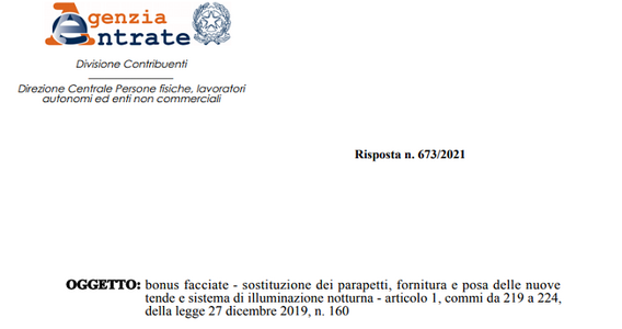 Bonus facciate anche per le tende, se completano l'intervento: nuove istruzioni AdE