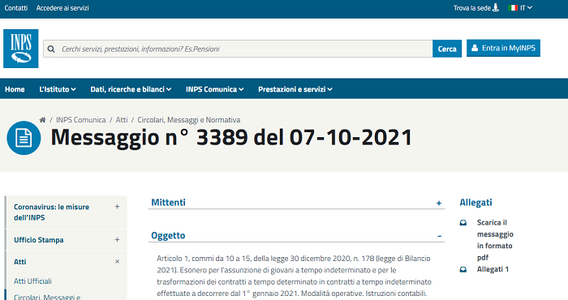Bonus assunzioni under 36, dall'INPS le istruzioni per fruire dello sgravio contributivo