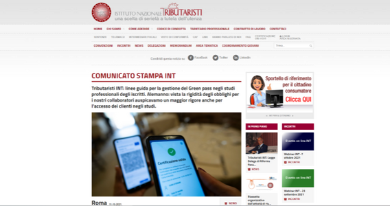 Green pass, le linee guida dell'INT per gli studi professionali