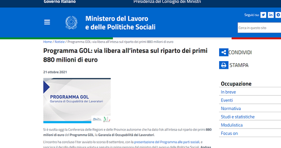 Programma GOL 2022, cosa prevede? Tutte le misure per l'occupazione