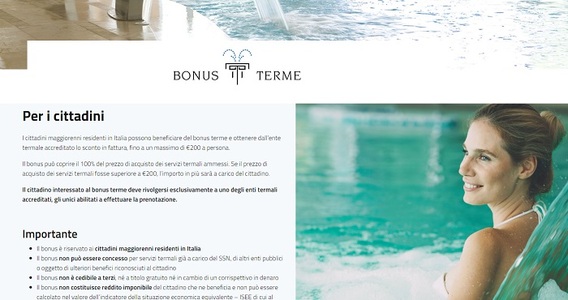 Bonus terme 2021, domanda agli enti dall'8 novembre: per quali servizi?