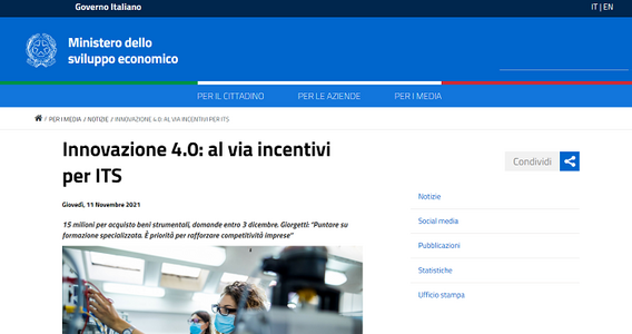 Investimenti 4.0, incentivi MISE per gli Istituti Tecnici Superiori: domanda in scadenza il 3 dicembre