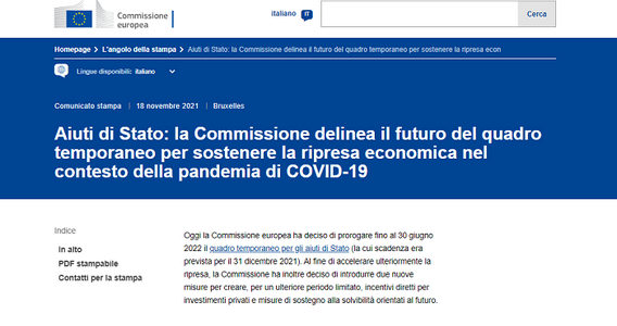 Aiuti di Stato Covid, proroga fino al 30 giugno 2022: verso un abbandono graduale di bonus e contributi