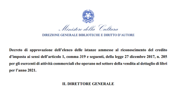 Tax credit librerie 2021, definiti beneficiari e importi: le istruzioni per utilizzare il credito d'imposta